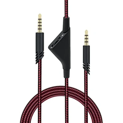 Imagen de Mcbazel Cable auxiliar de audio repuesto con control volumen para auriculares juegos Astro A10 / A30 A40 PS5 PS4 Xbox One/Xbox Series S/X/PC/Smartphone Rojo 2M
