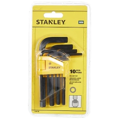 Imagen de STANLEY Juego de 10 Llaves Hexagonales 1,5 10mm, Tipo Libro, Soporte Plástico, Ordenadas por Medida, Herramienta Versátil y Duradera, 0 69 253