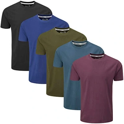 Imagen de Charles Wilson Paquete 5 Camisetas Cuello Redondo Lisas (Large, Dark Essentials 43)