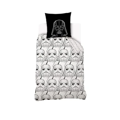 Imagen de SAHINLER créateur d&#039;univers funda nórdica Star Wars Legion de Troopers 140 x 200 cm + 1 almohada 63 cm, 100% algodón, color blanco