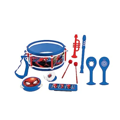 Imagen de Lexibook, Spider Man, Set de 7 Instrumentos Musicales (Tambor, Maracas, Castañuela, Armónica, Flauta Dulce, Trompeta, Pandereta), Juguete Musical, Cómodo Juego para Llevar, Azul/Rojo, K360SP