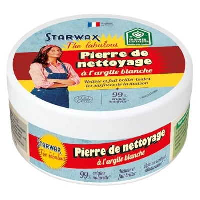 Imagen de STARWAX THE FABULOUS Piedra Blanca Multiusos con Arcilla Limpia, Hace Brillar Todas Las Superficies 99% de Origen Natural Certificado Ecocert Fabricado en Francia 300 gr