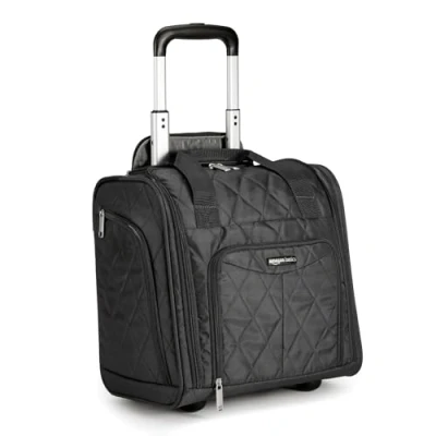 Imagen de Amazon Basics Equipaje para llevar bajo el asiento, 35.5 cm, Negro acolchado