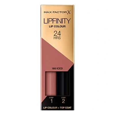 Imagen de Max Factor LipFinity Lip Colour Lipstick Pintalabios, Tono 160 Iced Paso 1: 2.3ml 2: 1.9g