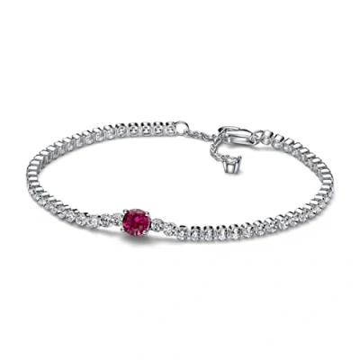 Imagen de Pandora Timeless Pulsera de plata ley con cristal rojo cereza jubileo y circonitas cúbicas transparentes, 20