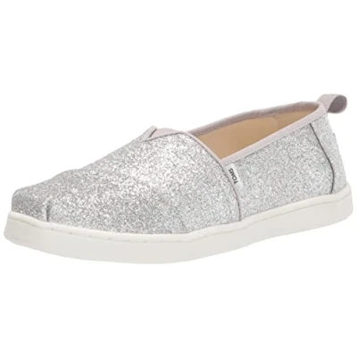 Imagen de TOMS Niñas Glitter Alpargata Mocasines, Blanco Plata, 36 EU