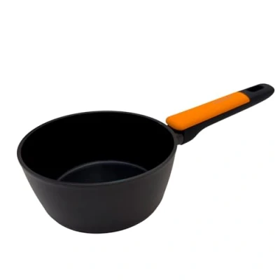 Imagen de Fackelmann Soft Cazo Antiadherente 16 cm, Aluminio Forjado, Revestimiento Cerámico Greblon Libre de PFA, Apta para Inducción, Vitro, Gas y Horno, Mango Suave con Silicona Resistente al Calor, 1 ud.
