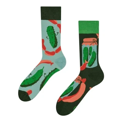 Imagen de Dedoles Calcetines Unisex Hombre Mujer y Niños Algodón muchos diseños divertidos diferente izquierda derecha, color: Verde, diseño: Pepinillos, tamaño: 43 46