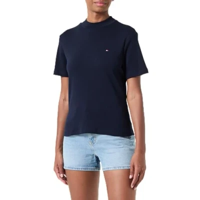 Imagen de Tommy Hilfiger SLIM CODY CROP MOCK Camiseta básica, Mujer, Talla: Medium, Desert sky