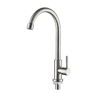 Imagen de Ibergrif, M18703 Mundo, Grifo de Cocina Giratorio 360 grados, Solo Agua Fria, para Fregadero Monomando, Inoxidable