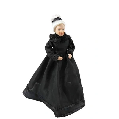 Imagen de Melody Jane Casa de Muñecas Victoriano Antiguo Mujer en Negro Vestido Porcelana Mujeres 1:12 Personas
