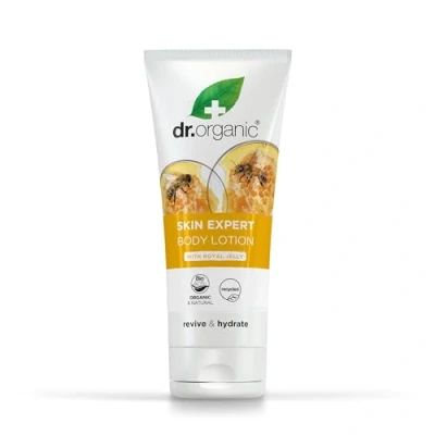 Imagen de Dr Organic Loción Corporal Expert Skin con Jalea Real, Para Todo Tipo de Pieles, Natural, Vegetariano, Libre Crueldad, Sin Parabenos ni SLS, Reciclado y Reciclable, Orgánico, 200ml
