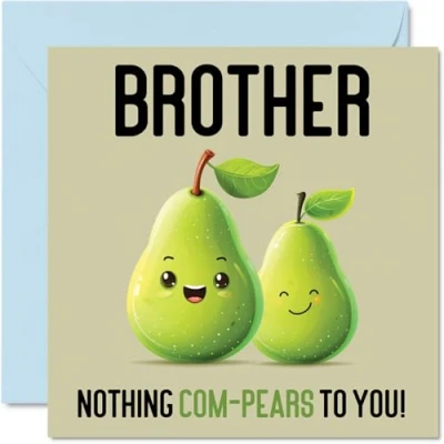 Imagen de tarjetas de cumpleaños para hermano, Nothing Com Pears, divertida tarjeta feliz hermano hermana, regalos hermanos, felicitación broma 145 mm