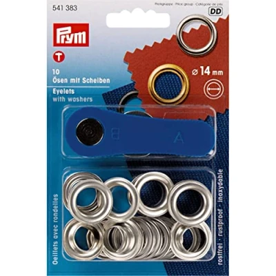 Imagen de Prym Ojales con Arandelas, Latón, Plata, 14 mm