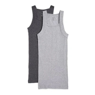 Imagen de 2(X)IST Camiseta básica de algodón Corte Cuadrado para Hombre, Paquete 2 Capas Base (Paquete 2), Charcoal Heather/Grey Heather, S