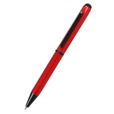 Imagen de bolígrafo Hexagonal Rojo, de Aluminio, Mina D1 Intercambiable, Tinta Azul, con lápiz táctil, 1 Unidad
