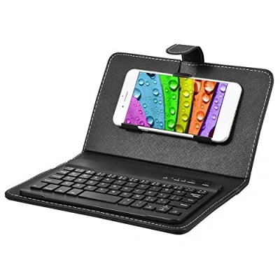 Imagen de Funda de Teclado inalámbrico Bluetooth,Universal Bluetooth Desmontable con Tapa abatible, para Tableta Android, Windows, iOS(Black)
