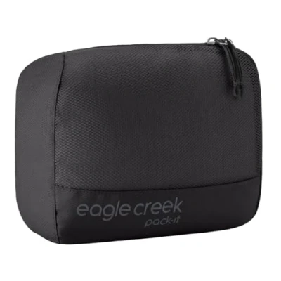 Imagen de Eagle Creek Pack It Cubos de embalaje pequeños aislados para viajes, hechos con nailon duradero resistente al agua, cremallera autorreparable y mango agarre rápido, color negro