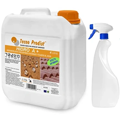 Imagen de Tecno Prodist HIDRO A+ (4 Litros) Impermeabilizante Hidrorepelente, hidrofugante invisible, no altera aspecto del soporte, terrazas, fachadas, cubiertas, teja, hormigón, piedra