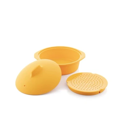 Imagen de InnovaGoods® vaporera de silicona multifunción con recetas Silicotte, cocina al vapor forma rápida y saludable, diseño apto para microondas lavavajillas.