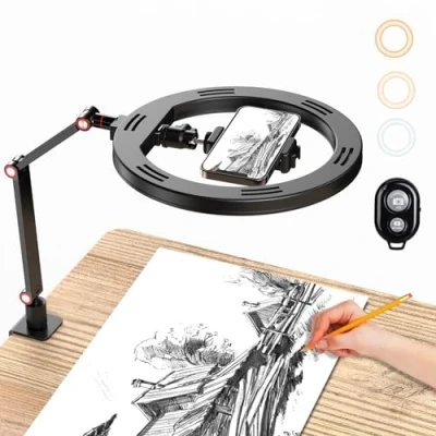 Imagen de 10&quot; Anillo de luz con Soporte y para Teléfono, USB Escritorio obturador remoto, videoconferencia Brazo Ajustable Youtube, TiKTok