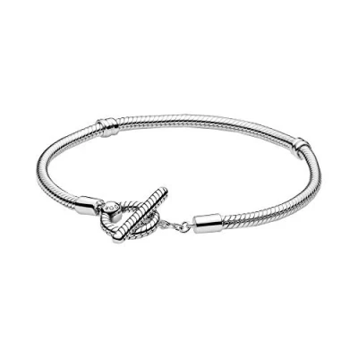 Imagen de Pandora Icons Pulsera con cadena de serpiente plata ley cierre barra en T, 20