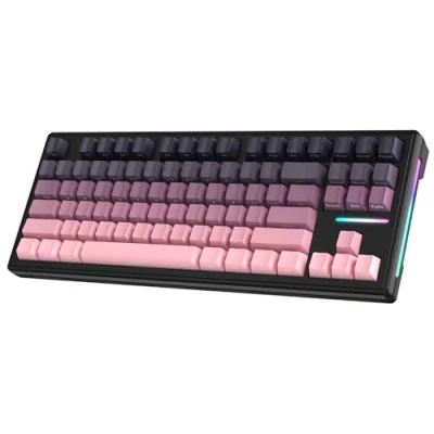 Imagen de ATTACK SHARK TKL Teclado Mecánico Inalámbrico Para Juegos, Bluetooth 5.0/2.4G/USB C RGB de Intercambio en Caliente con Cable, White Switch Teclas PBT Impresión Lateral Degradada Zarzamora