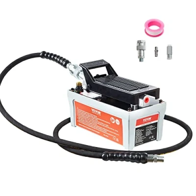 Imagen de VEVOR Bomba de Aire Hidráulica 10.000 PSI Salida Aceite NPT 3/8&quot; Entrada 1/4&quot; Pedal Tubo 2 m Accionada por Pie Gris