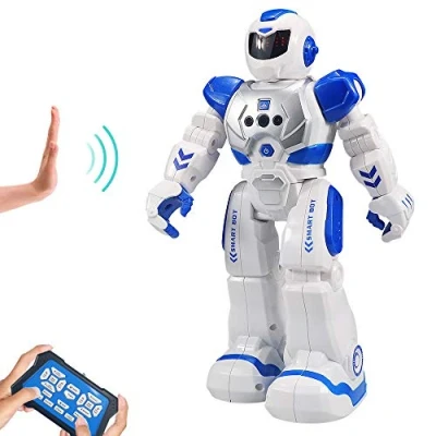 Imagen de HUSAN Infantil Robot de Control Remoto niños, Baile Inteligente con Juguetes infrarrojo,programable,Ojos LED, Canto Caminando Regalo,Kit (Azul)