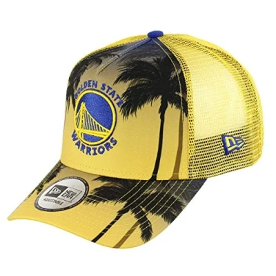 Imagen de New Era Golden State Warriors Frame Adjustable Trucker Cap NBA Palm Tree Yellow One Size