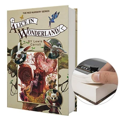 Imagen de caja de almacenamiento papel real, fuerte secreta diccionario con cerradura código/llave, oculta libro abatible (combinación M, Alice)