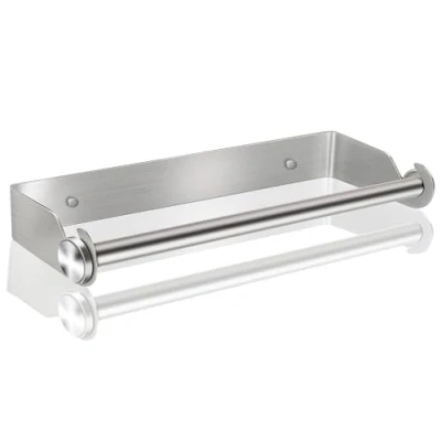 Imagen de portarrollos de Cocina sin taladrar, Pared, Papel Acero Inoxidable, dispensador Rollos Cocina, Organizador (Plateado)