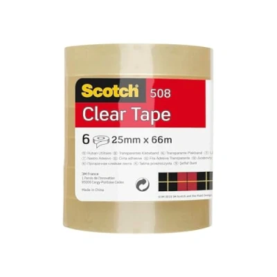 Imagen de Scotch Cinta Adhesiva Transparente 6 rollos 25 mm x 66 m para Uso General el Colegio, Hogar y la Oficina