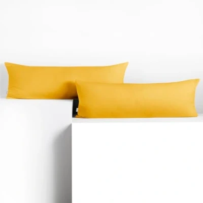 Imagen de DecoKing 2 Fundas de Almohada 40 x 200 cm algodón con Cremallera Amarillo ámbar
