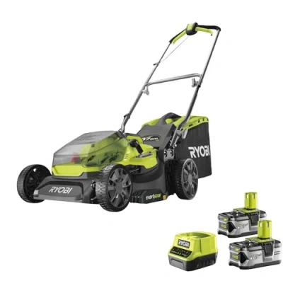 Imagen de RYOBI Cortacésped 18V One+ Brushless Ø 37 cm 2 Baterías 4,0Ah Recogida y Mulching Recogedor Semirrígido 45L Empuñaduras Ergonómicas Vertebrae Ajuste de la Altura Corte RY18LMX40A 240