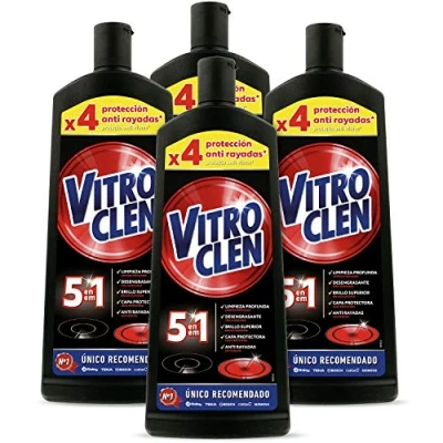 Imagen de Vitroclen Limpiador de Vitrocerámica en crema, acción protectora y desengrasante Pack 4 x 450 ml