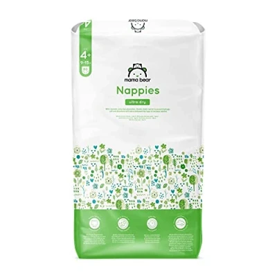 Imagen de Marca Amazon Mama Bear Pañales ultra secos Talla 4+ (9 15 kg) Con canales, Blanco, 80 Unidad (Paquete de 1) Nueva versión