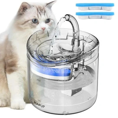 Imagen de HAPUP Fuente Silenciosa para Gatos, Bebedero Automático Transparente, 1,8 L Dispensador con 2 Modos de Agua, Filtros, 1 Bomba USB