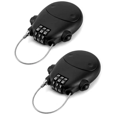 Imagen de QWORK® 2 Piezas Candado Retráctil, de combinación 3 dígitos, Cable retráctil 77 cm, para Equipaje, Bicicleta y carritos
