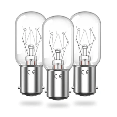 Imagen de Klarlight bombilla de bayoneta 15W, B15 para máquina coser regulable, T22 Pequeña coser, luz nocturna, AC220 240V, blanco cálido 2700k (paquete 3)