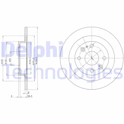 Imagen de DELPHI BG2805 Disco de freno 251 9 4 macizo aceitado sin procesar cojinete rueda, anillo sensor ABS MAZDA: MX 5 2, I, 3