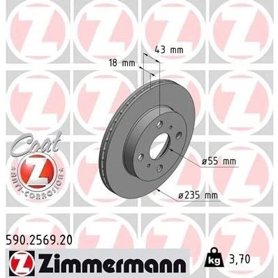 Imagen de Disco de freno ZIMMERMANN 590.2569.20