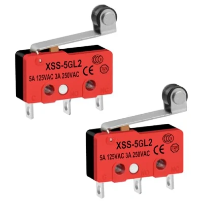 Imagen de Heschen XSS 5GL2 SPDT Mini microinterruptor (3 pines, 5 A, 125 VAC, 3 250 CE y TüV, 2 unidades)