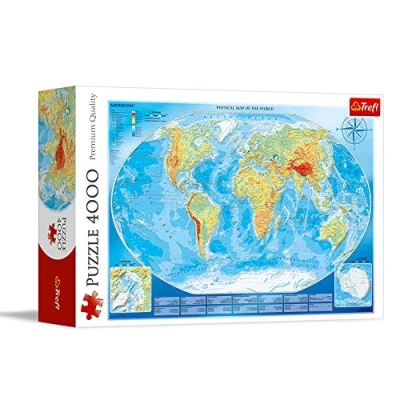 Imagen de Trefl Große Weltkarte 4000 Piezas, Adultos y niños a Partir de 15 años Puzzle, Color Grande Mapa físico del Mundo