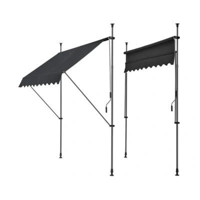 Imagen de Toldo articulado con armazón 250 x 120 220 309 cm Enrollable terraza balcón Protector de Sol Parasol Negro