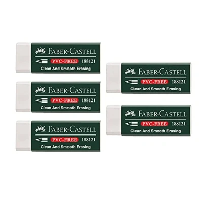 Imagen de Faber Castell 205002 188121 Goma de borrar plástico sin PVC, blanco, 5 unidades