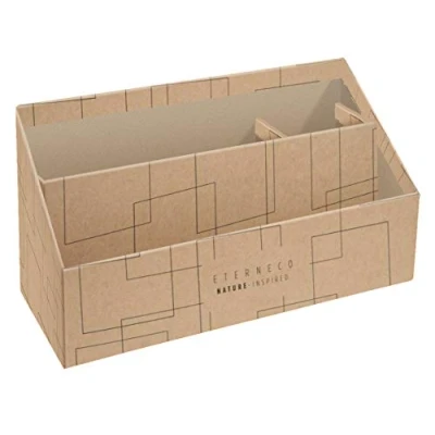 Imagen de Exacompta 67947D 4 Clasificadores formato vertical/bandejas con 3 compartimentos en cartón 250x100x140 mm ETERNECO Diseños geométricos marrones