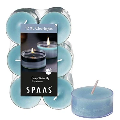 Imagen de Spaas Velas, Cera de parafina, Taza plástico, Gris, Azul, Fairy Waterlily