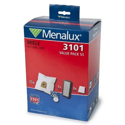 Imagen de Menalux 3101VPS5 bolsas para aspiradoras Miele S5, 5000, S8, 8000 (15 y filtro HEPA)