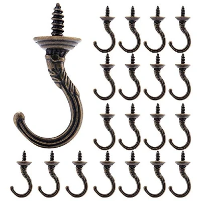 Imagen de 20 ganchos de tornillo techo pared vintage, para techo, colgar vasos utensilios cocina jardín (bronce)